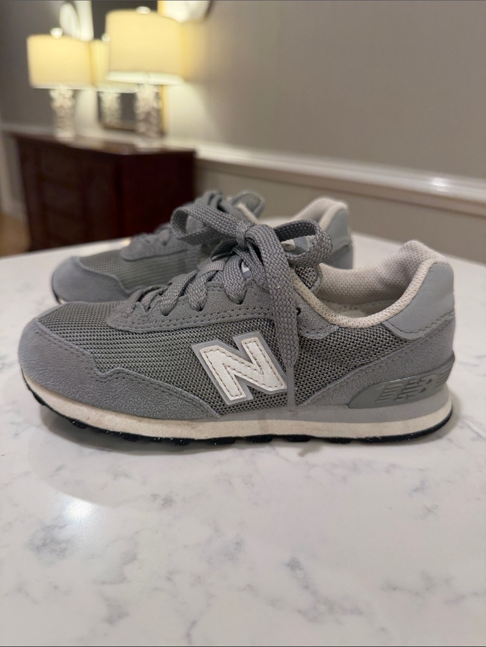 NEW BALANCE Boys 515 Gray White Athletic Sneakers Size 12